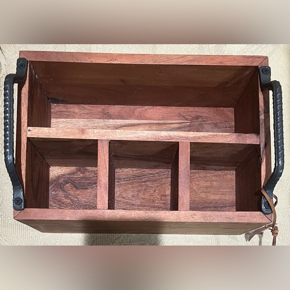 Wooden Condiment Caddy with Handles - Picture 2 of 7